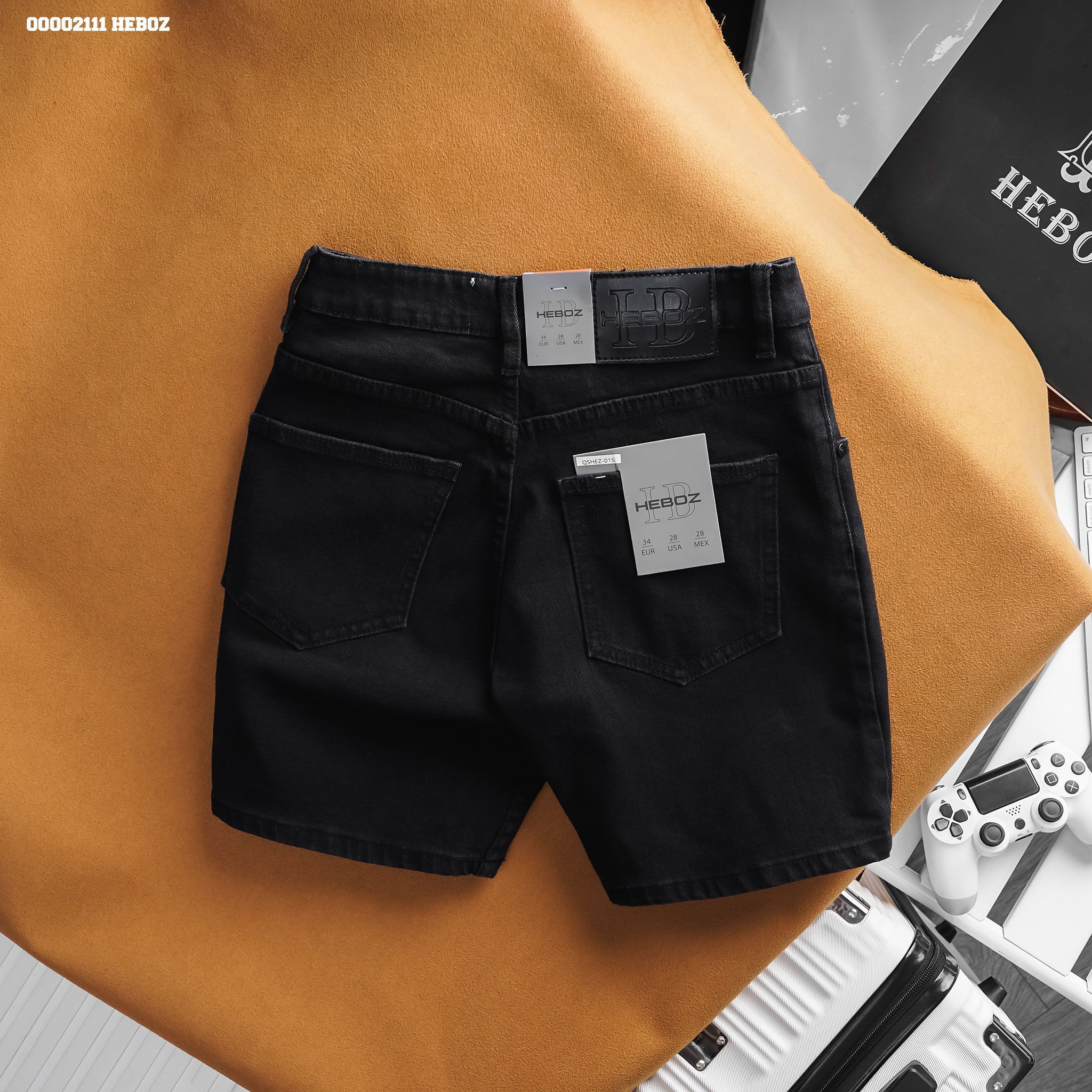  Quần short jean basic Heboz 015 (đen) - 00002111 