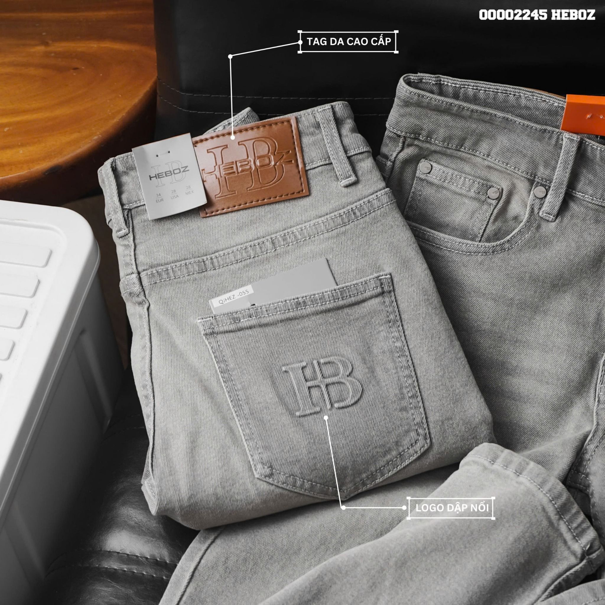  Quần jean basic slim Heboz 055 - 00002245 