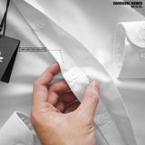  Áo sơ mi nam Heboz trắng giấu cúc cotton nến - 00002291 