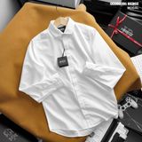  Áo sơ mi nam Heboz trắng giấu cúc cotton nến - 00002291 