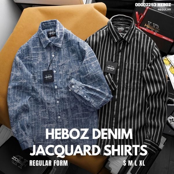  Áo sơ mi nam Heboz denim jacquard 2M - 00002293 