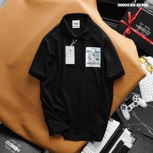  Áo polo nam Heboz Surf (Black) - 00002301 