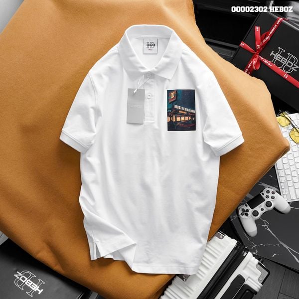  Áo Polo nam Heboz Parking (White) - 00002302 