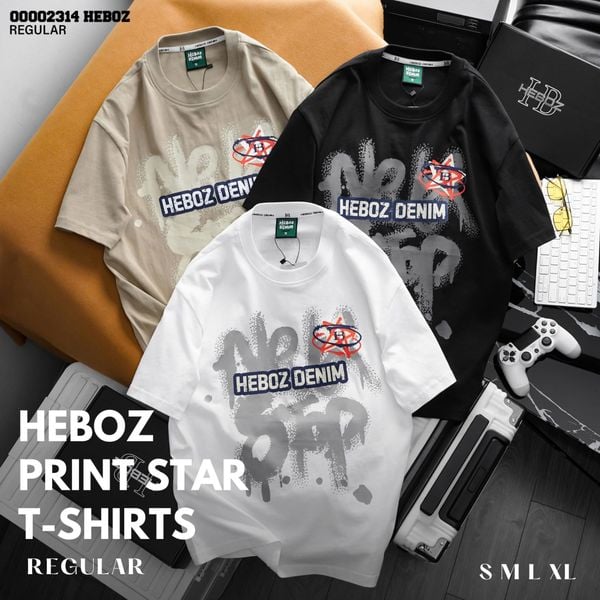  Áo thun nam Heboz print star 3M - 00002314 