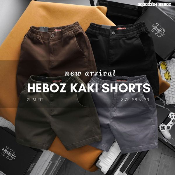  Quần short nam Heboz cạp thun 2/3 thêu 4M - 00002324 