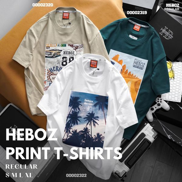 Áo thun nam Heboz print Dawn (TRẮNG) - 00002322 