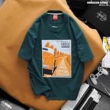  Áo thun nam Heboz print Desert (RÊU) - 00002319 