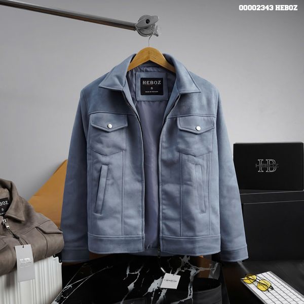  Áo khoác nam Heboz da lộn cổ bẻ 2M - 00002343 