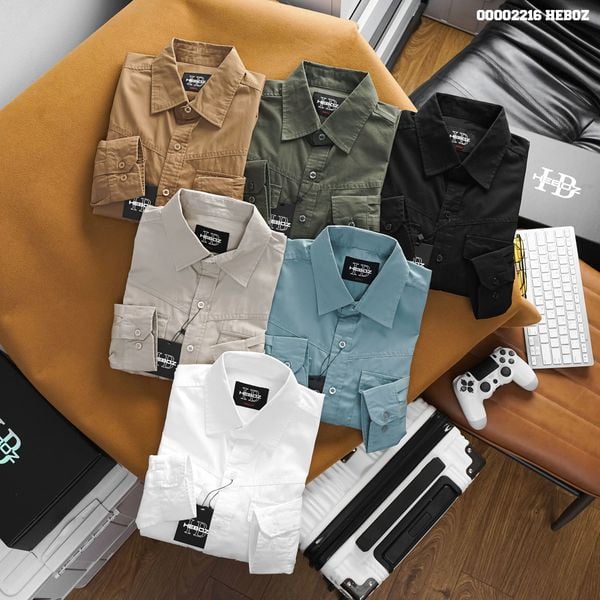  Áo sơ mi kaki nam Heboz classic pocket 4M - 00002216 
