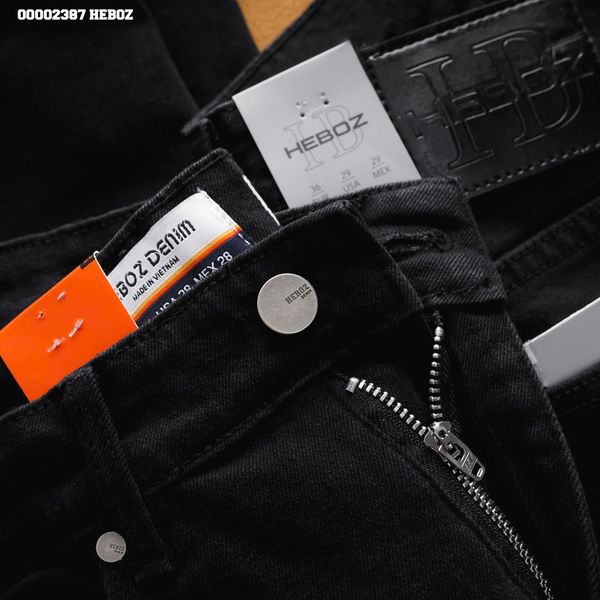  Quần jean nam Heboz đen rách gối 076 - 00002387 
