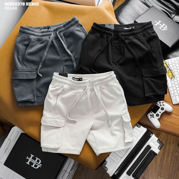  Quần short nam Heboz nỉ cargo 3M - 00002378 