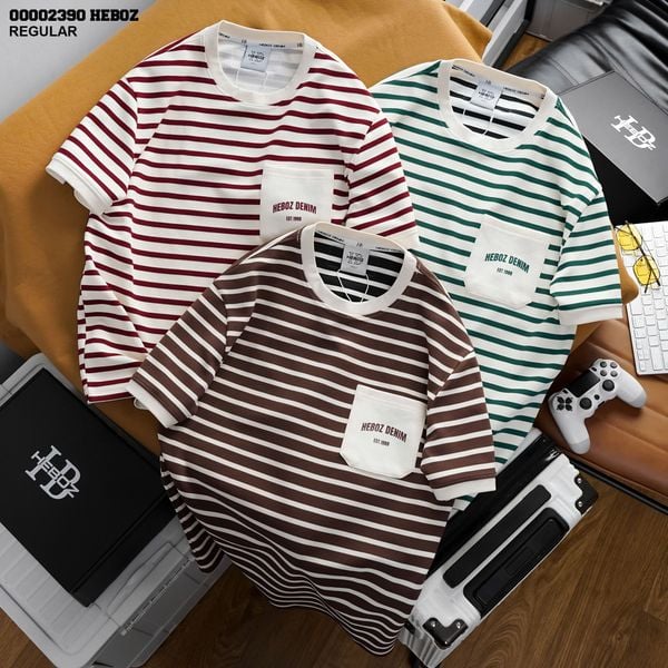  Áo thun nam Heboz sọc 1 túi 3M - 00002390 