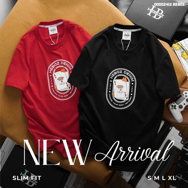  Áo thun nam Heboz print cards 2M - 00002412 