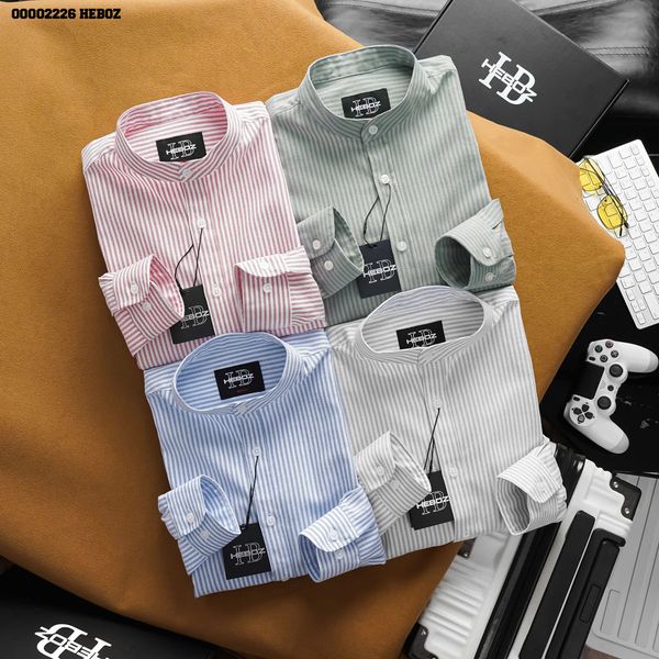  Áo sơ mi nam Heboz cổ trụ oxford sọc 3M - 00002226 