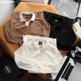  Áo polo nam Heboz dài tay cổ V basic 3M - 00002427 
