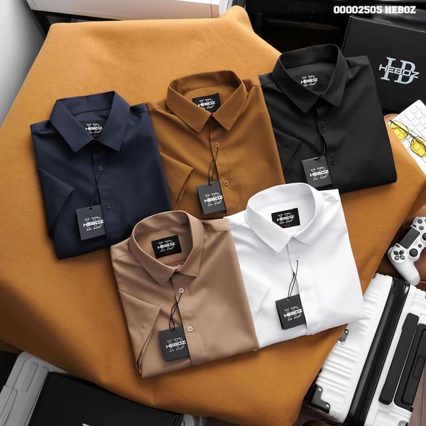  Áo sơ mi nam Heboz ngắn tay Gân nhỏ 5M - 00002505 