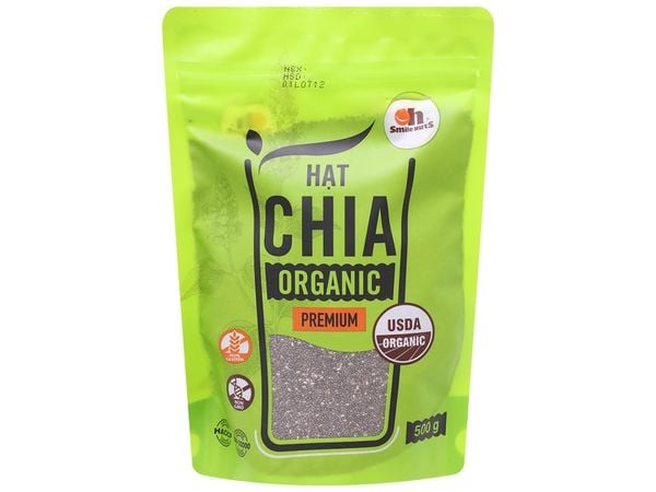 Hạt Chia Đen Hữu Cơ Smile Nuts Túi 500g - Nhập Khẩu Từ Nam Mỹ