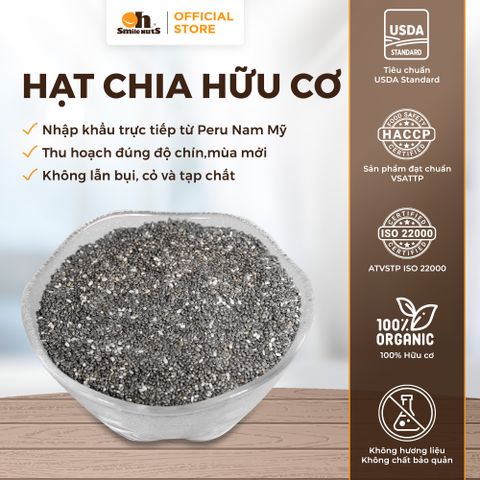  Hạt Chia Đen Hữu Cơ Peru - Túi 500g - Oh Smile Nuts 