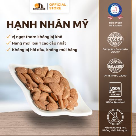  Hạnh Nhân Mỹ Tách Vỏ Nướng Mộc 500g - Oh Smile Nuts 