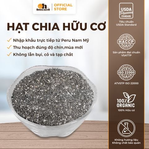  Hạt Chia Đen Hữu Cơ - Hũ nhựa 600g - Oh Smile Nuts 