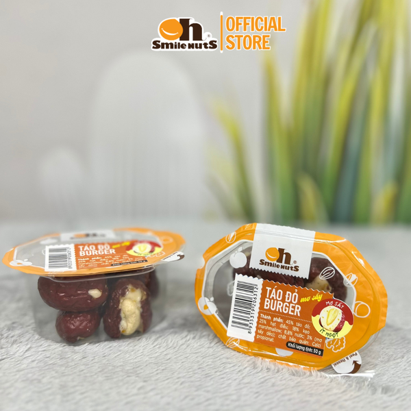 Táo Đỏ Burger vị Mơ Sấy - Hộp CVS 50g- Oh Smile Nuts