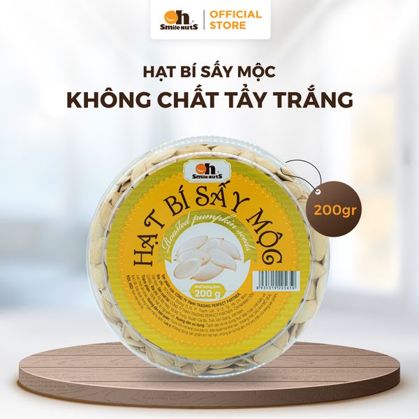 Hạt Bí Mông Cổ Sấy Mộc - Hộp Tròn 200g - Oh Smile Nuts