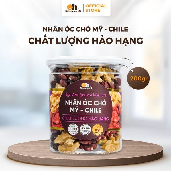 Nhân Óc Chó Đỏ Mỹ Mix Vàng Chile - Hũ nhựa 200g - Oh Smile Nuts