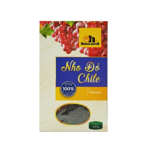  Nho Khô Đỏ Nguyên Cuống - Hộp Giấy 500g - Oh Smile Nuts 