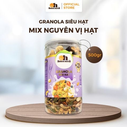  Granola Siêu Hạt Nhập Khẩu - Hũ Nhựa 500 Gram - Oh Smile Nuts 