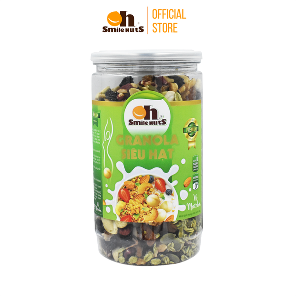 Granola Siêu Hạt Vị Matcha, Ngũ Cốc Giảm Cân Smilenuts Hộp 450g