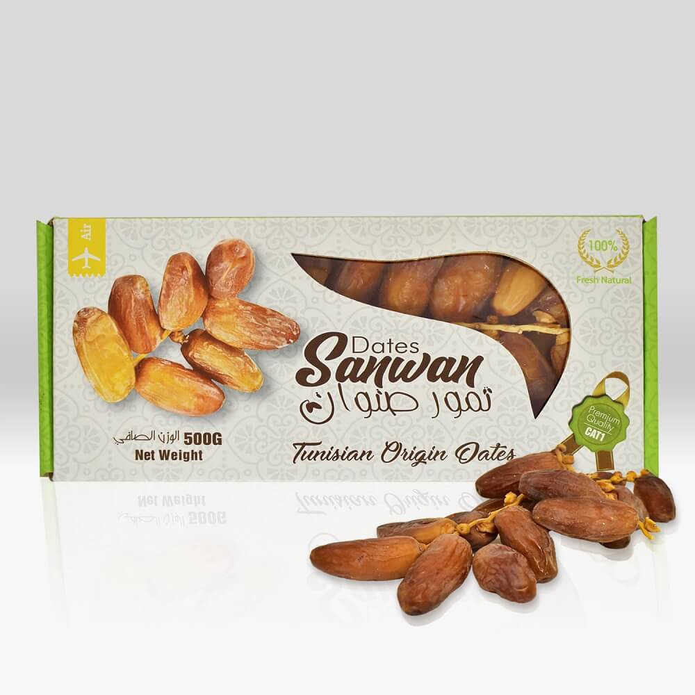 Chà Là Khô Nguyên Cành Deglet Nour Sanwan Tunisia Hộp 500G – Smile Nuts -  Hạt Dinh Dưỡng Hảo Hạng