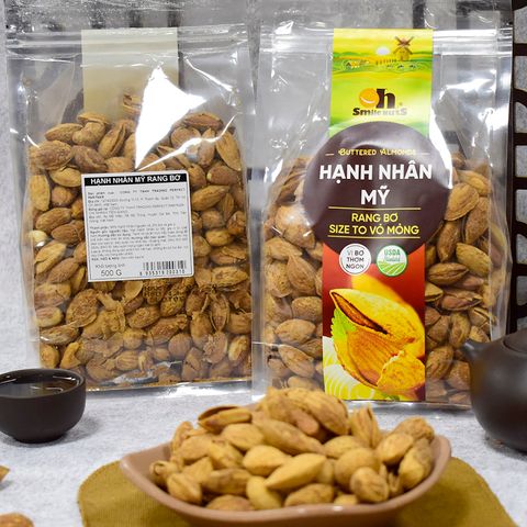  Hạnh Nhân Mỹ Rang Bơ Smile Nuts Túi 500g 