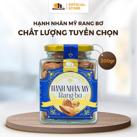  Hạnh Nhân Mỹ Rang Bơ - Hũ Thủy Tinh 200gr - Oh Smile Nuts 