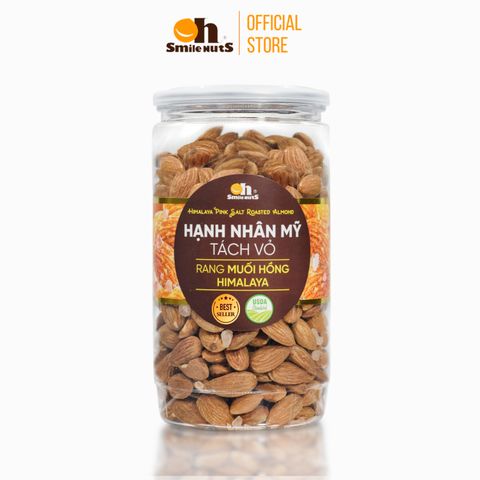  Hạnh Nhân Mỹ Tách Vỏ Rang Muối Hồng Himalaya Hủ 500g 