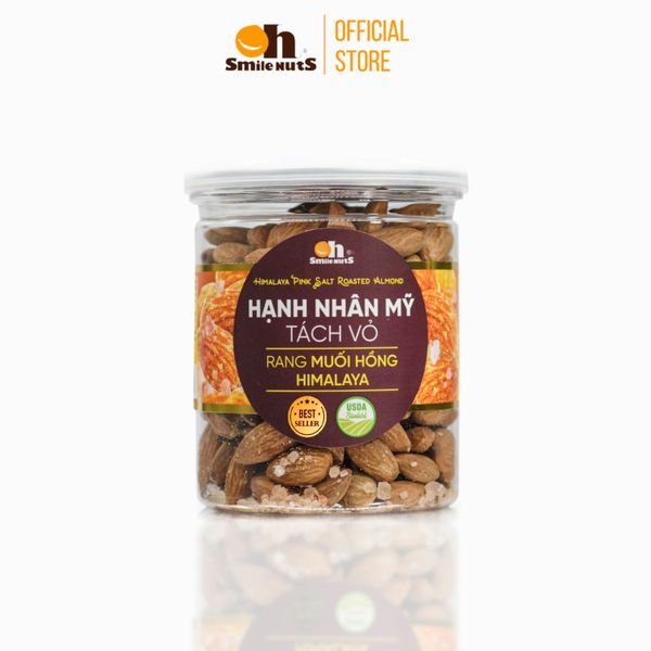 Hạnh Nhân Mỹ Tách Vỏ Rang Muối Hồng Himalaya Hủ 265g