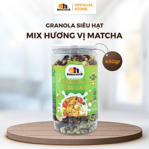  Granola Siêu Hạt Vị Matcha - Hũ 450g - Oh Smile Nuts 