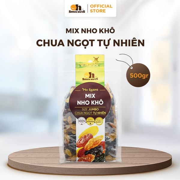Nho Khô Mix 3 Loại Chile - Túi Zipper 500gr - Oh Smile Nuts