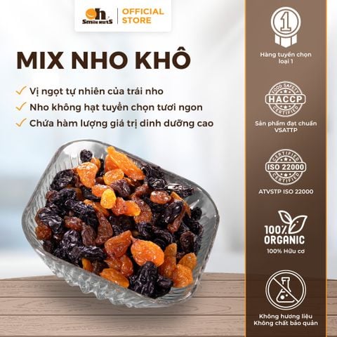  Nho Khô Mix Chile - Thỏi Vàng 150g - Oh Smile Nuts 
