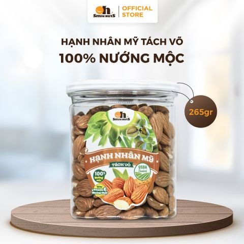  Hạnh Nhân Mỹ Tách Vỏ Nướng Mộc - Hũ nhựa 265g - Oh Smile Nuts 