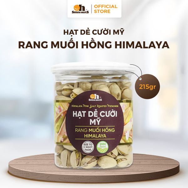 Hạt Dẻ Cười Mỹ Rang Muối Hồng Himalaya - Hũ Nhựa 215g - Oh Smile Nuts