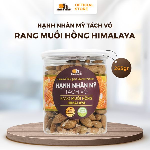 Hạnh Nhân Mỹ Tách Vỏ Rang Muối Hồng Himalaya - Hũ nhựa 265g - Oh Smile Nuts