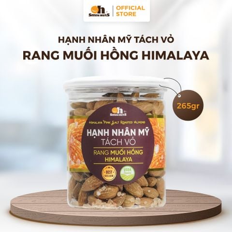  Hạnh Nhân Mỹ Tách Vỏ Rang Muối Hồng Himalaya - Hũ nhựa 265g - Oh Smile Nuts 