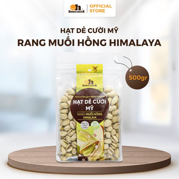 Hạt Dẻ Cười Mỹ Rang Muối Hồng Himalaya - Túi Zipper 500g - Oh Smile Nuts
