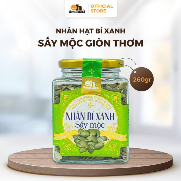 Nhân Bí Xanh Nướng Mộc - Hũ Thủy Tinh 260g - Oh Smile Nuts