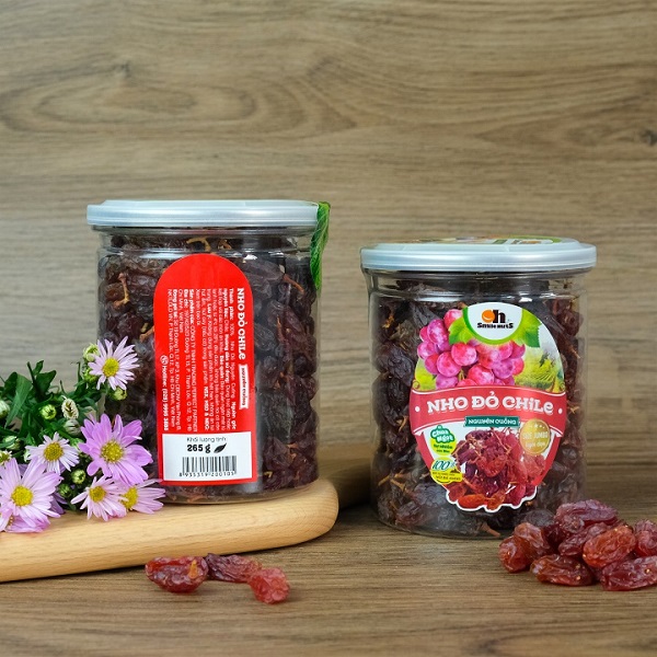 Nho khô đỏ cuống Chile Smile Nuts hộp 265g – Smile Nuts >>> top1shop >>> smilenuts.vn