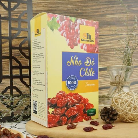  Nho Khô Đỏ Nguyên Cuống - Hộp Giấy 500g - Oh Smile Nuts 