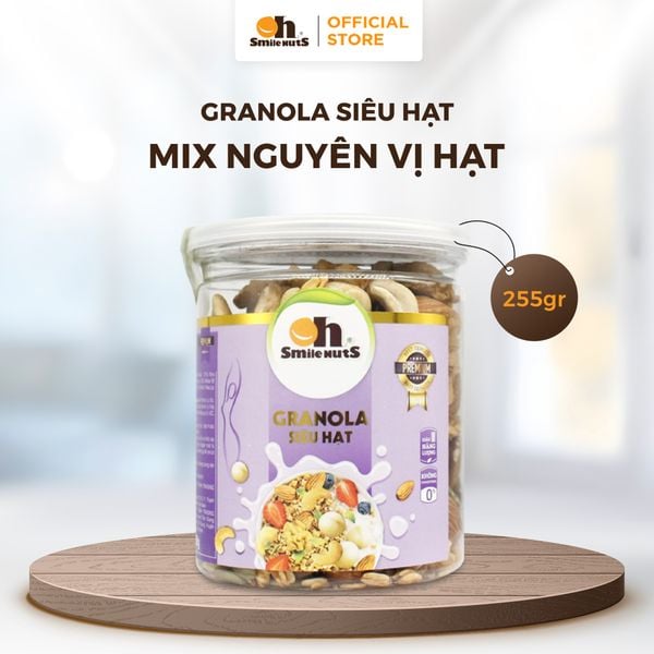 Granola Siêu Hạt Nhập Khẩu - Hũ Nhựa 250 gram - Oh Smile Nuts