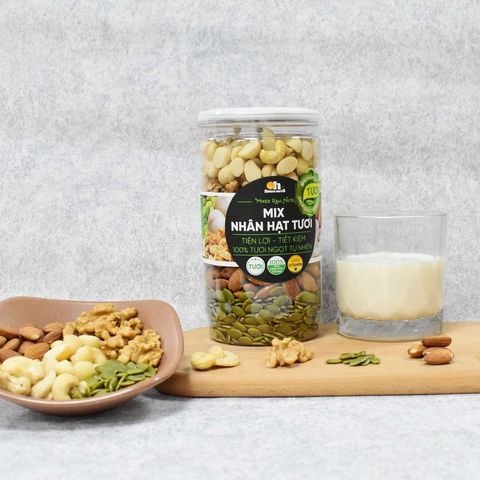  Mix Nhân Hạt Tươi dùng để nấu sữa, chế biến Smile Nuts Hộp 500g 