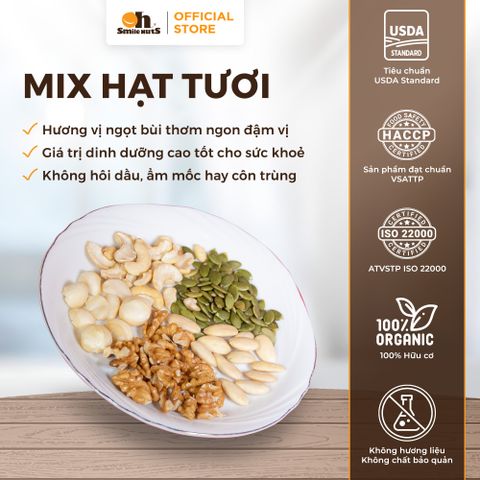  Mix Nhân Hạt Tươi dùng để nấu sữa, chế biến Smile Nuts Hộp 500g 