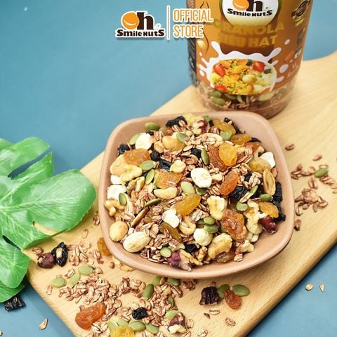  Granola Siêu Hạt Vị Socola, Ngũ Cốc Giảm Cân Smilenuts Hộp 450g 